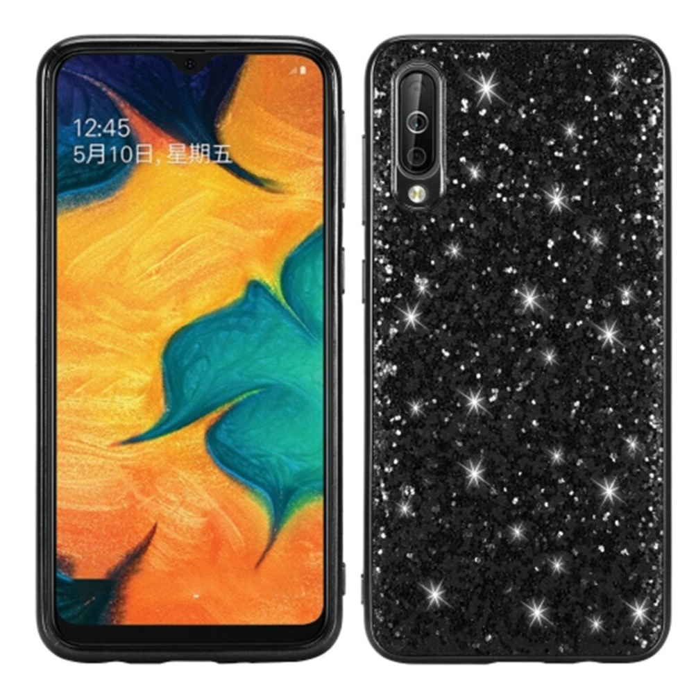 Glittery Powder Shockproof Tpu Case For Galaxy A70 (Black) Black 8881471524187