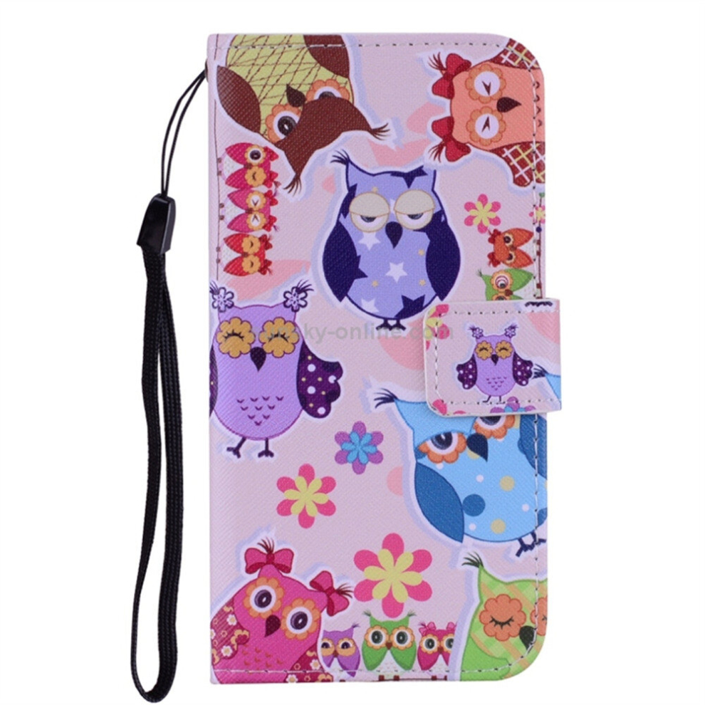 Colorful Owl Pattern Colored Drawing Horizontal Flip Leather Case For Galaxy A50, With Holder & Card Slots & Wallet & Lanyard 8881471532007