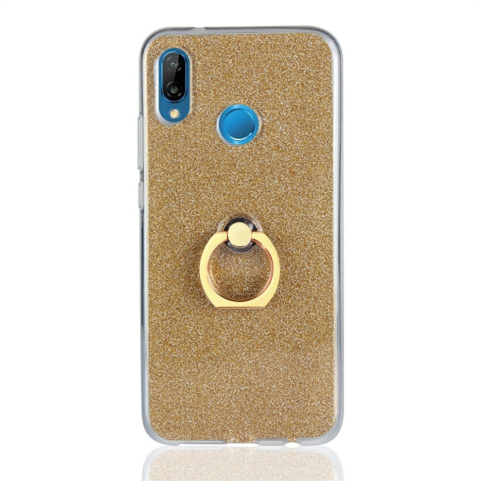 For Huawei P20 Lite Glittery Powder Shockproof Tpu Protective Case With Ring Holder(Gold) Gold 8881471522756