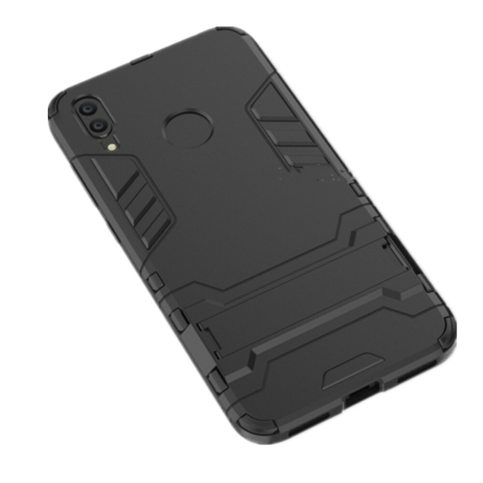 2 Pcs Shockproof Pc + Tpu Case For Huawei Y7(2019), With Holder(Black) Black 8881471529069