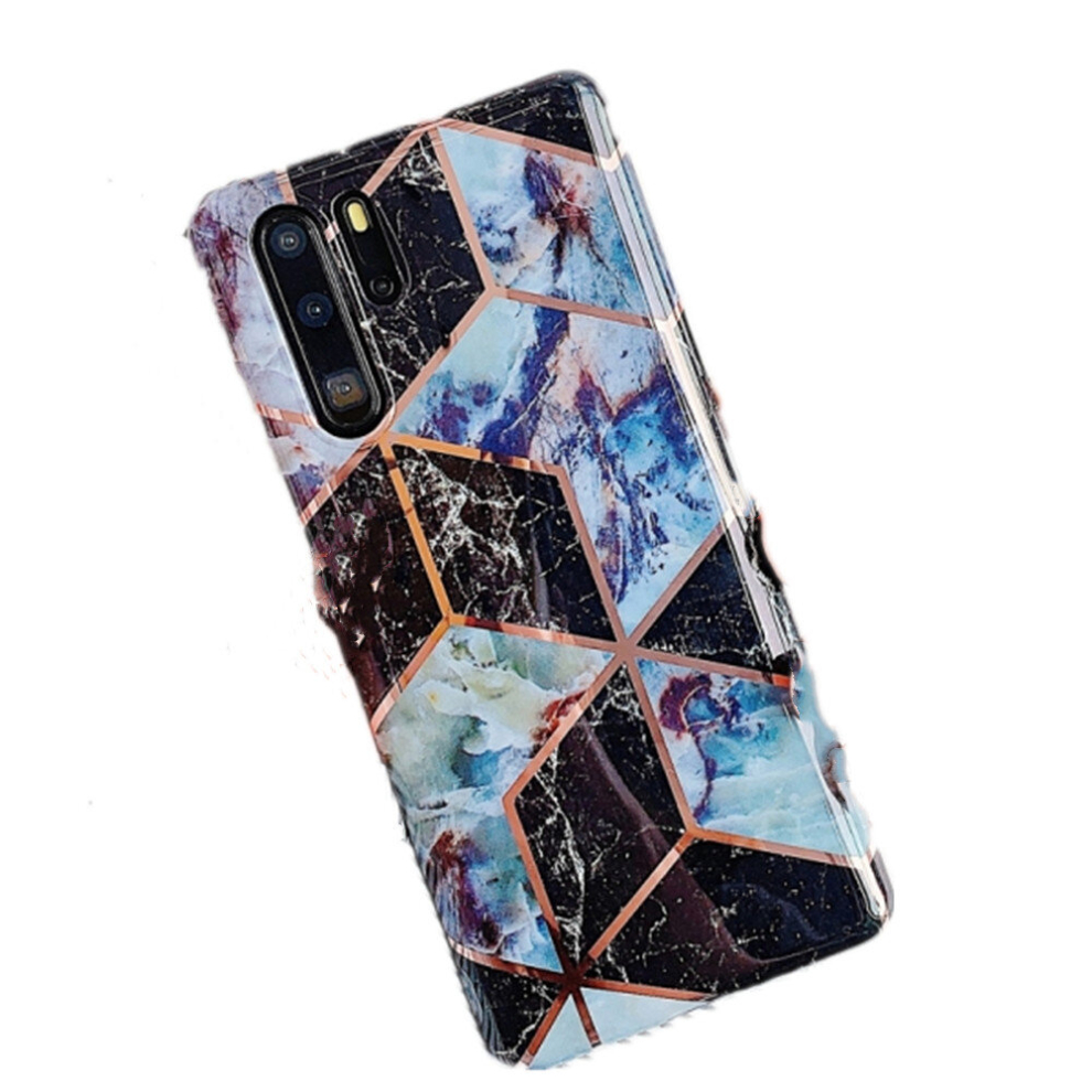 2 Pcs For Huawei P30 Pro Plating Colorful Geometric Pattern Mosaic Marble Tpu Mobile Phone Case( Pj6) Black 8881471531758