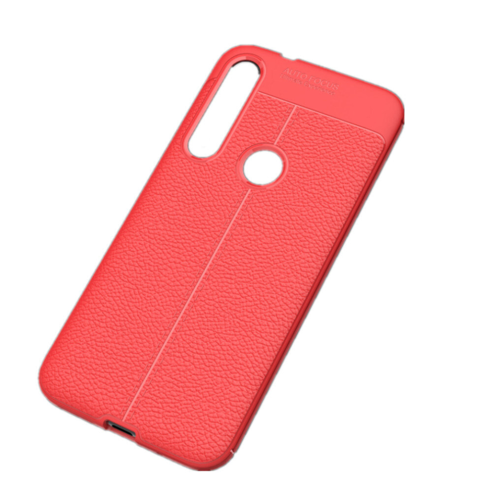 2Pcs For Moto G8 Plus Litchi Texture Tpu Shockproof Case(Red) Red 8881471533196