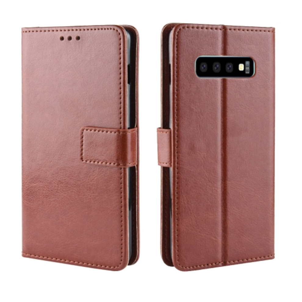 Retro Crazy Horse Texture Horizontal Flip Leather Case For Galaxy S10 With Holder & Card Slots & Photo Frame (Brown) Brown 8881471530775