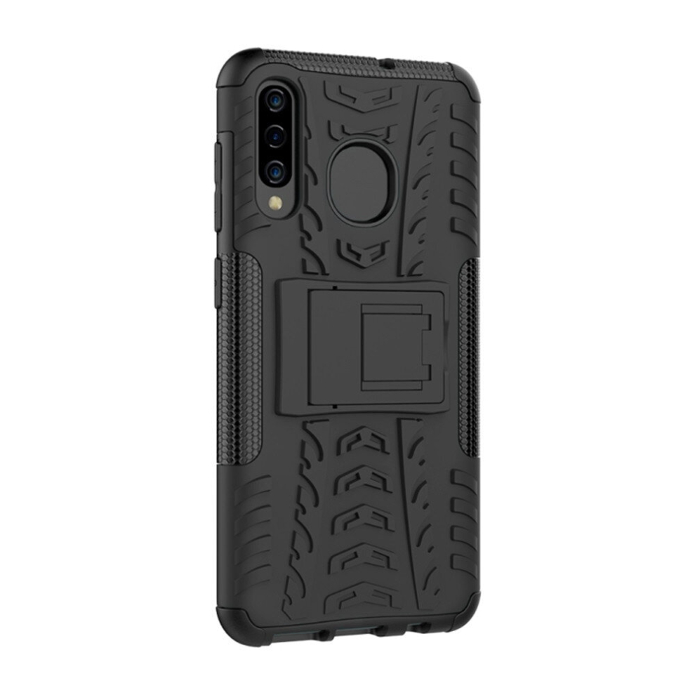 Tire Texture Tpu+Pc Shockproof Phone Case For Galaxy A50 / A20 / A30, With Holder (Black) Black 8881471525757