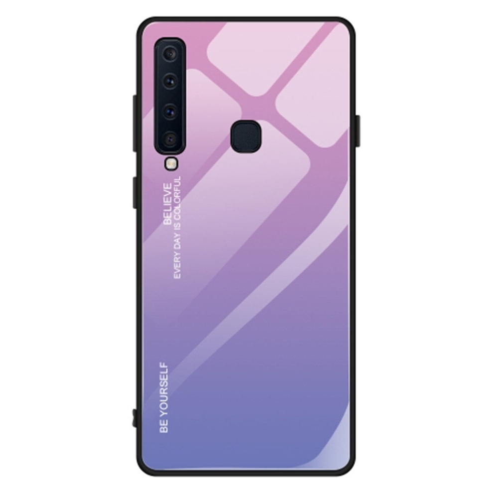 For Galaxy A9 (2018) Gradient Color Glass Case(Light ) Purple 8881471532861