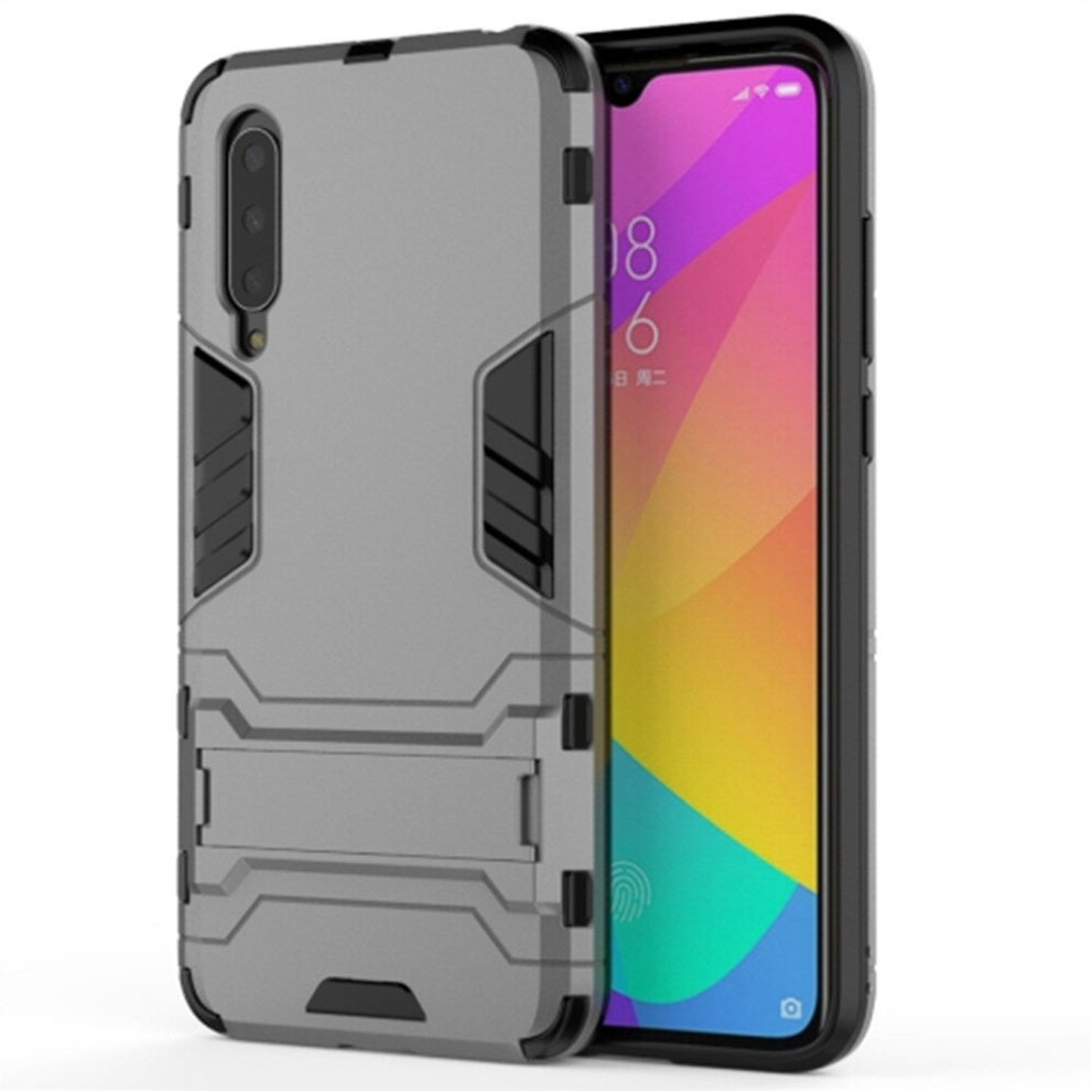 2Pcs For Xiaomi Mi Cc9 Shockproof Pc + Tpu Protective Case With Invisible Holder(Grey) Grey 8881471527058