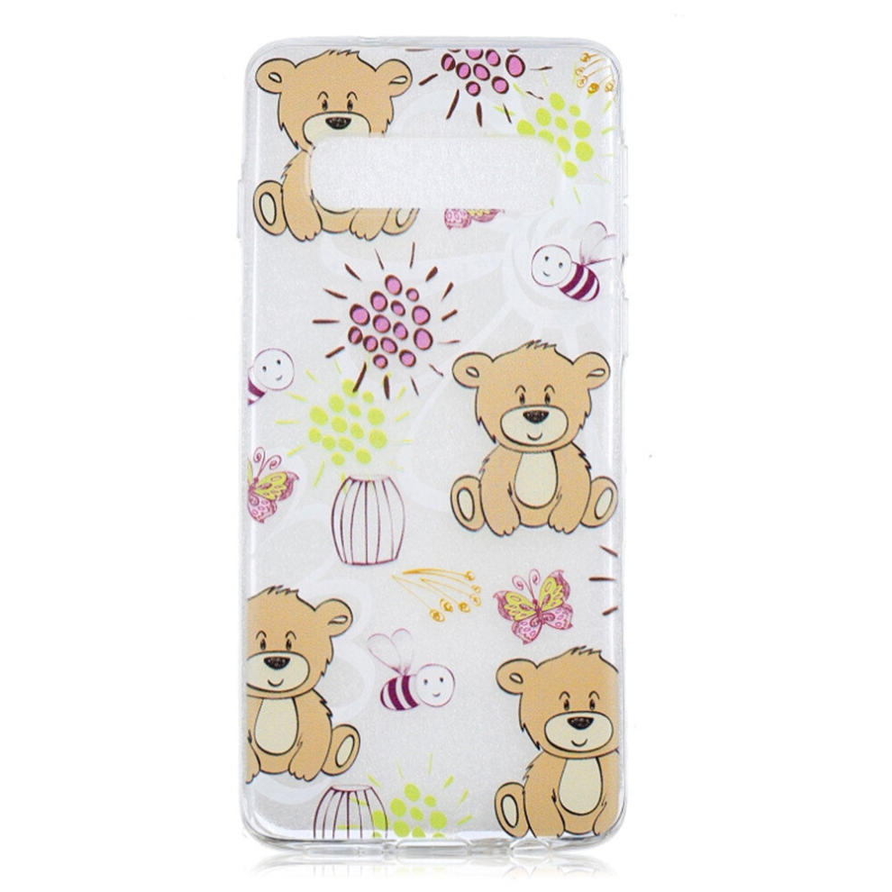 4Pcs Painted Tpu Protective Case For Galaxy S10 Plus( Bear Pattern) Brown 8881471527140