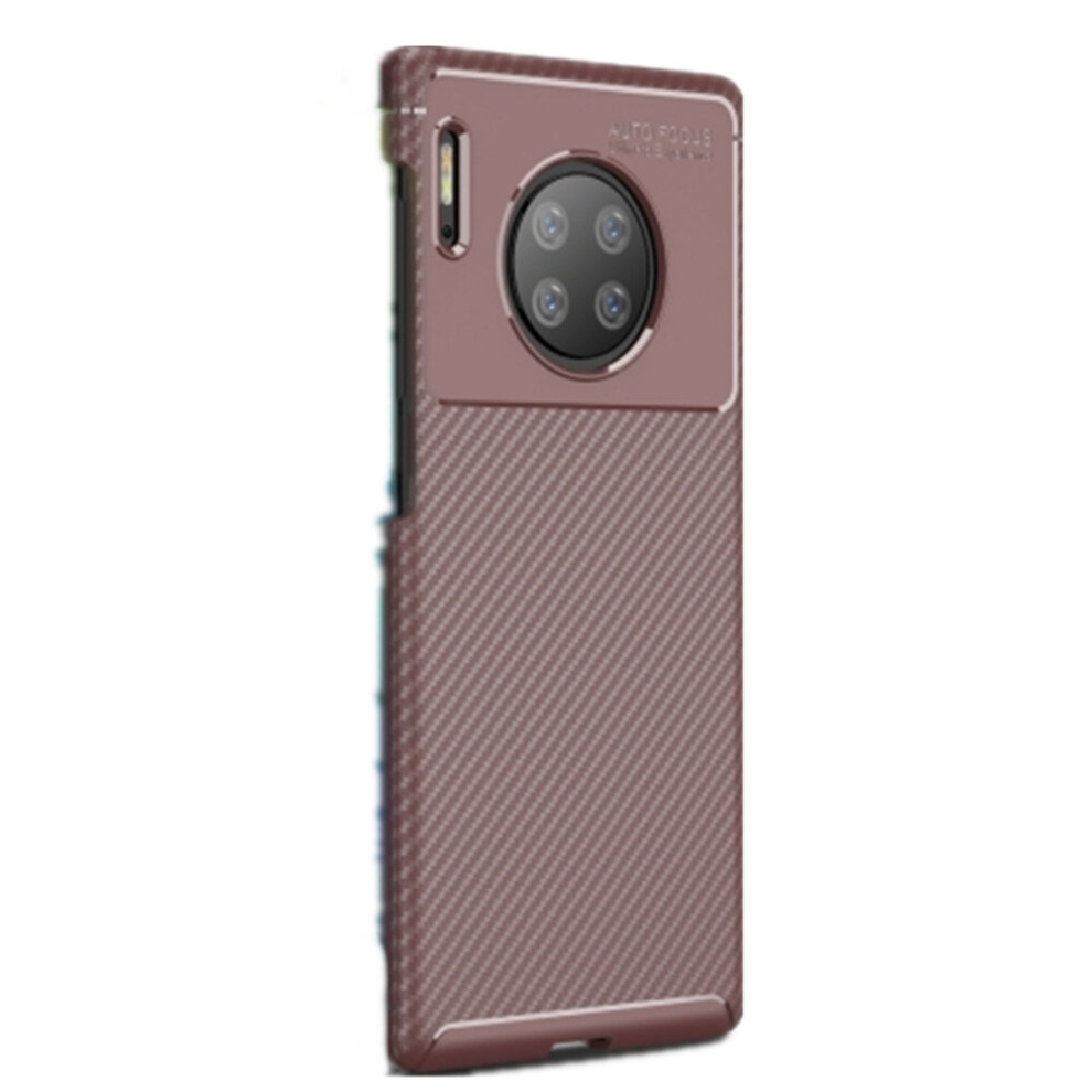 2Pcs For Huawei Mate 30 Pro Beetle Series Carbon Fiber Texture Shockproof Tpu Case(Brown) Brown 8881471530720
