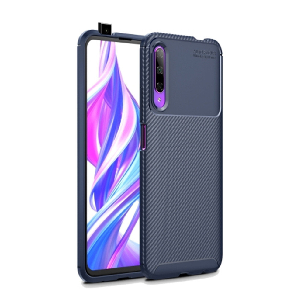 Carbon Fiber Texture Shockproof Tpu Case For Huawei Honor 9X Pro(Blue) Blue 8881471533233