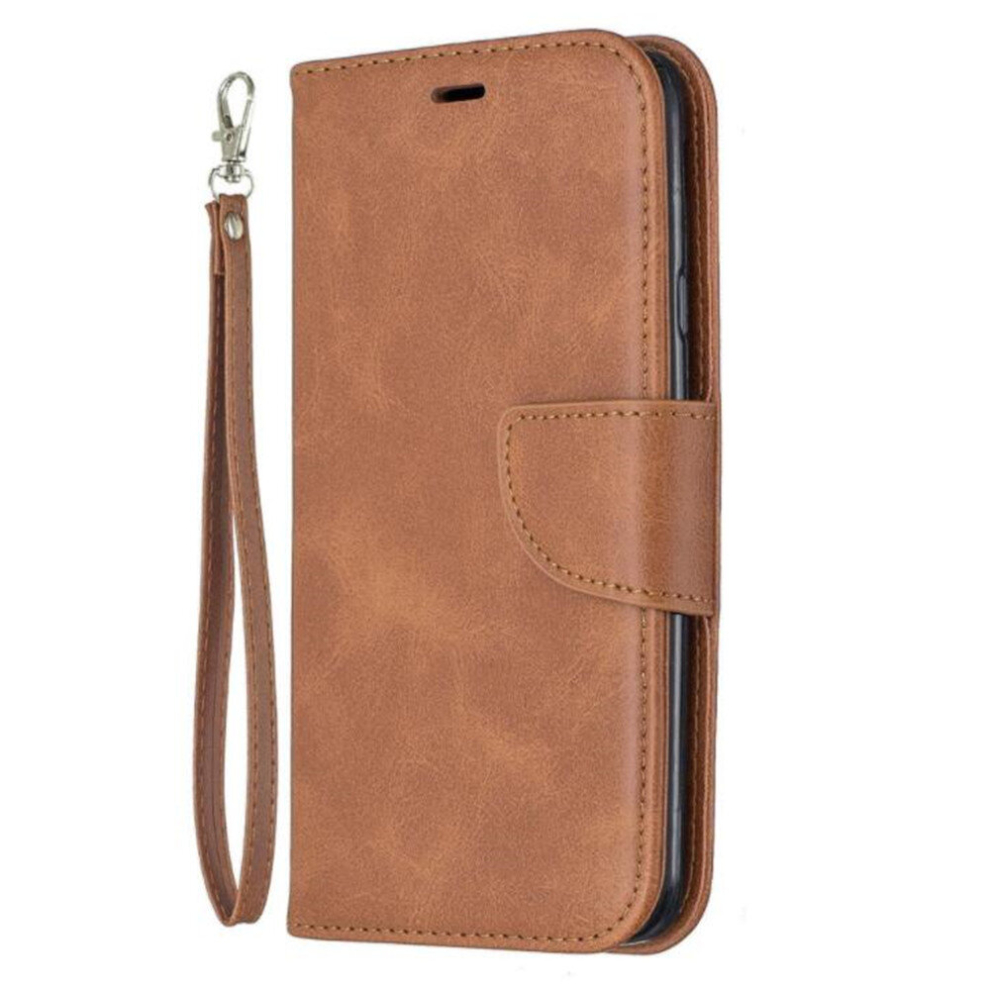 For Galaxy A10 Retro Lambskin Texture Pure Color Horizontal Flip Pu Leather Case With Holder & Card Slots & Wallet & Lanyard(Brown) Brown 8881471528086