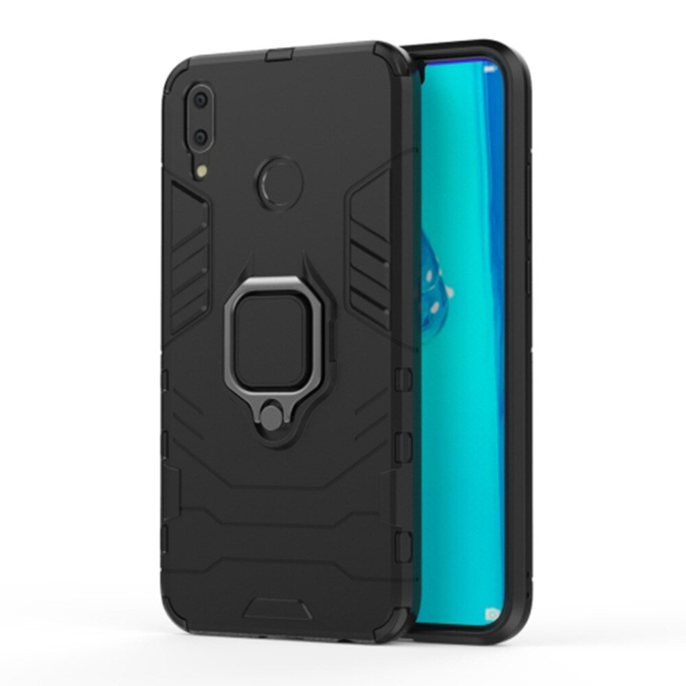 2 Pcs Shockproof Pc + Tpu Case With Magnetic Ring Holder For Huawei Y9 (2019) (Black) Black 8881471522916