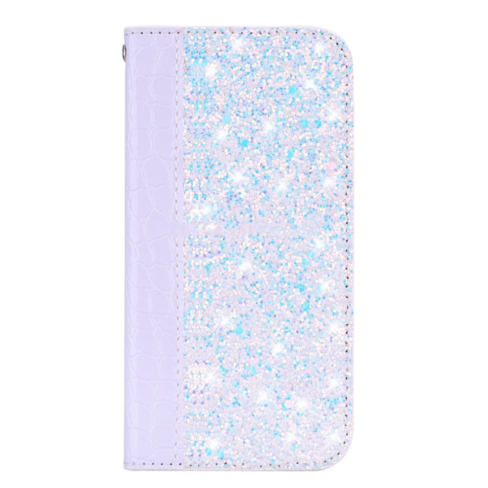 Crocodile Texture Glitter Powder Horizontal Flip Leather Case For Huawei Honor 8C / Enjoy 9 / Y7 Pro (2019) With Card Slots & Holder (White) White 8881471529168