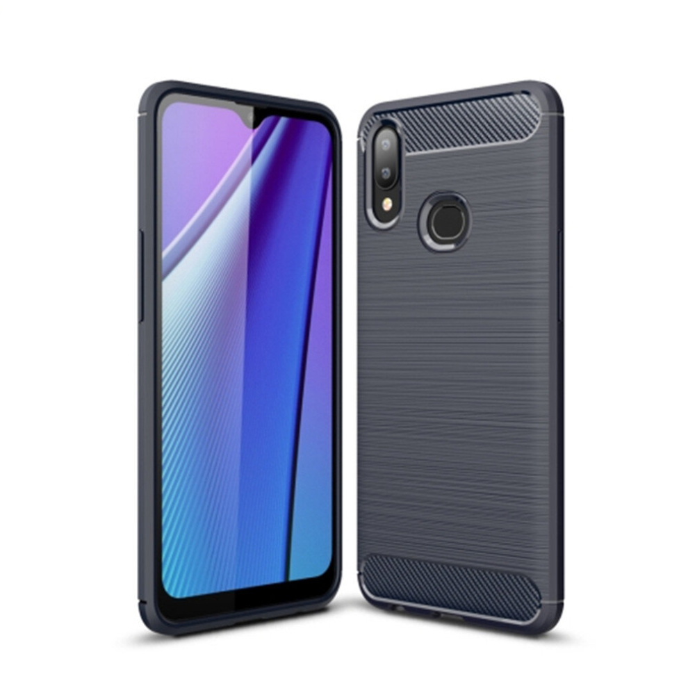 Brushed Texture Carbon Fiber Tpu Case For Galaxy A10s(Navy ) Blue 8881471523630
