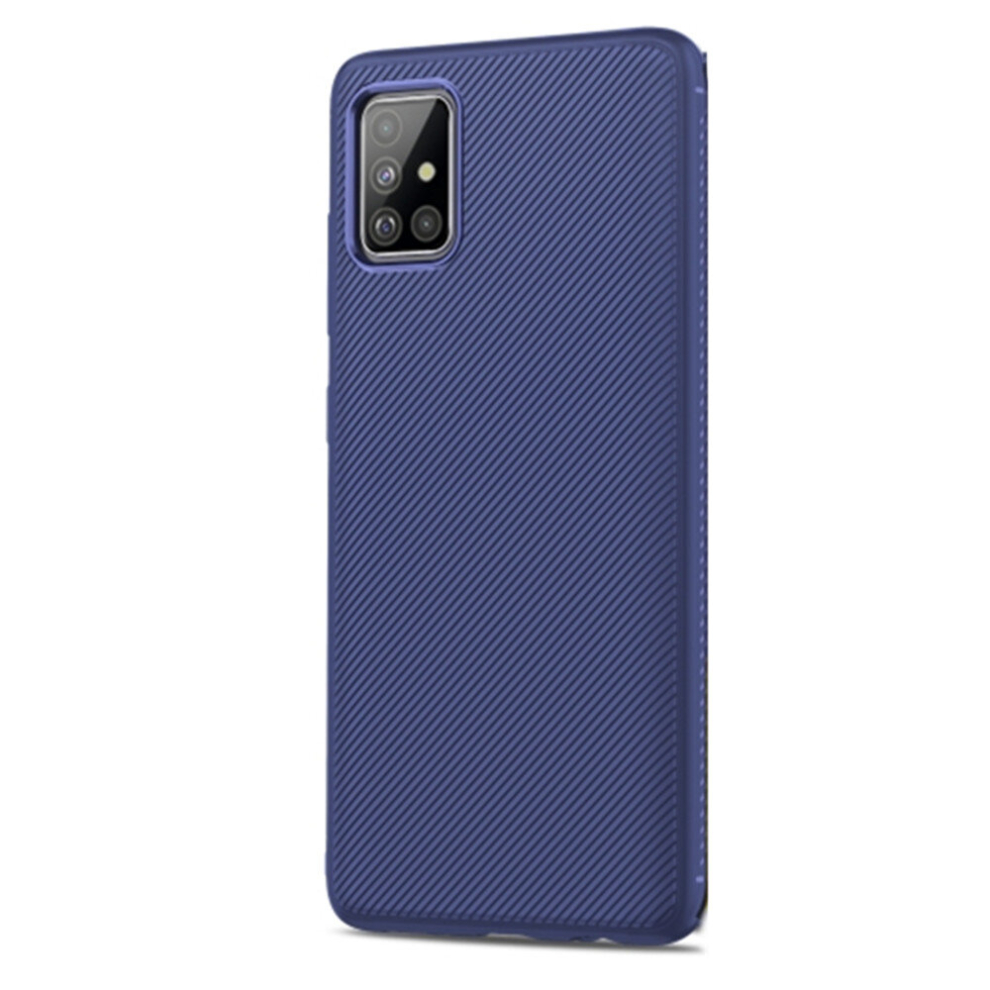 2Pc For Galaxy A51 Lenuo Leshen Series Stripe Texture Tpu Protective Case(Dark ) Blue 8881471522855