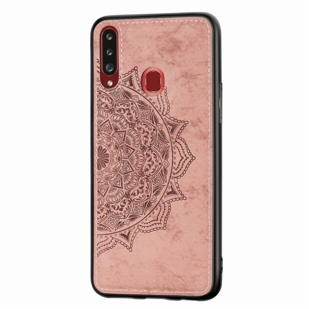 2Pc For Galaxy A20s Embossed Mandala Pattern Pc + Tpu + Fabric Phone Case With Lanyard & Magnetic(Rose ) Gold 8881471522879