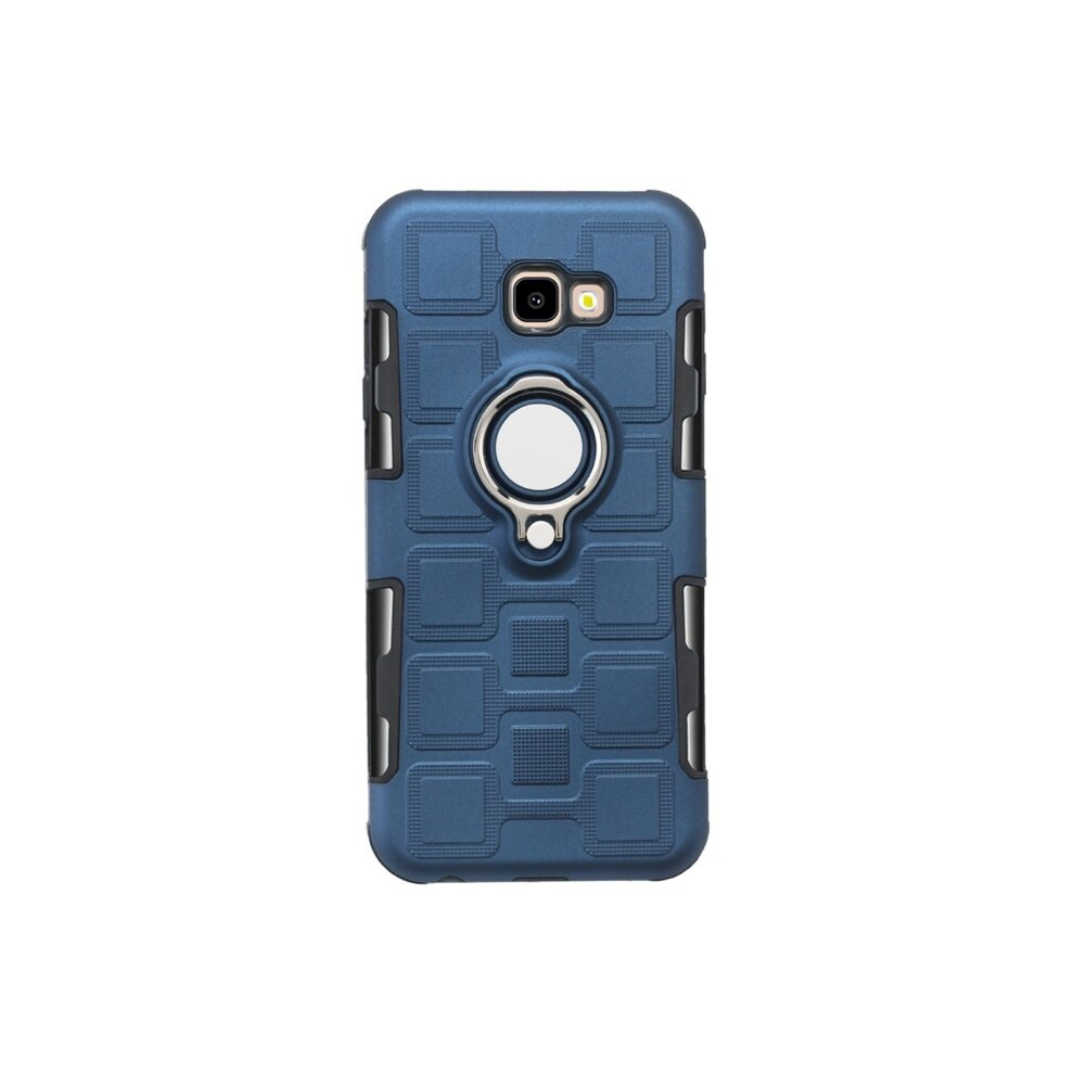 2Pcs For Galaxy J4 Core 2 In 1 Cube Pc + Tpu Protective Case With 360 Degrees Rotate Silver Ring Holder(Navy Blue) Blue,Silver 8881471532922