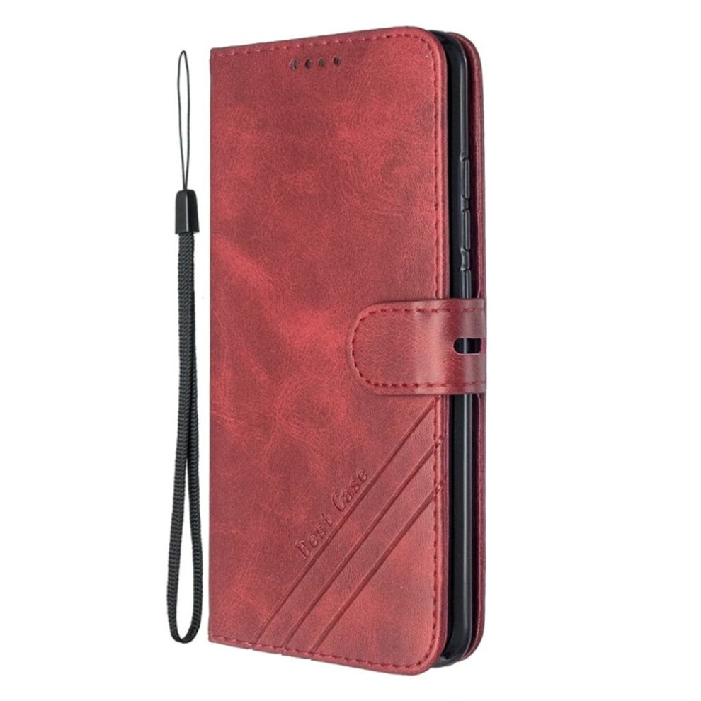 2Pc For Xiaomi Cc9 Pro / Note 10 Pro Stitching Style 2-Color Cow Texture Horizontal Flip Pu Leather Case With Holder & Card Slot & Lanyard(Red) Red 8881471529229