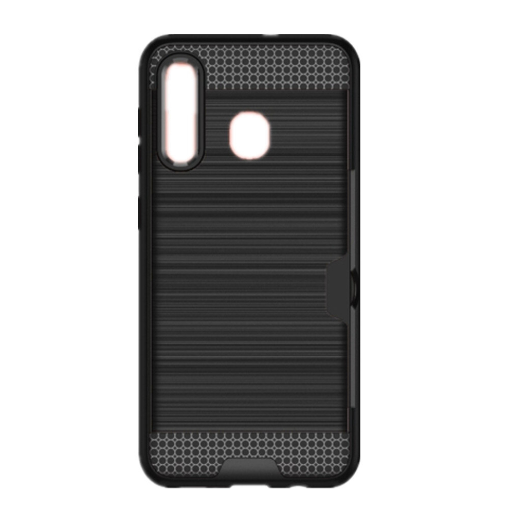 2 Pcs Brushed Texture Pc + Tpu Protective Case For Galaxy A20 / A30, With Card Slot (Black) Black 8881471527379