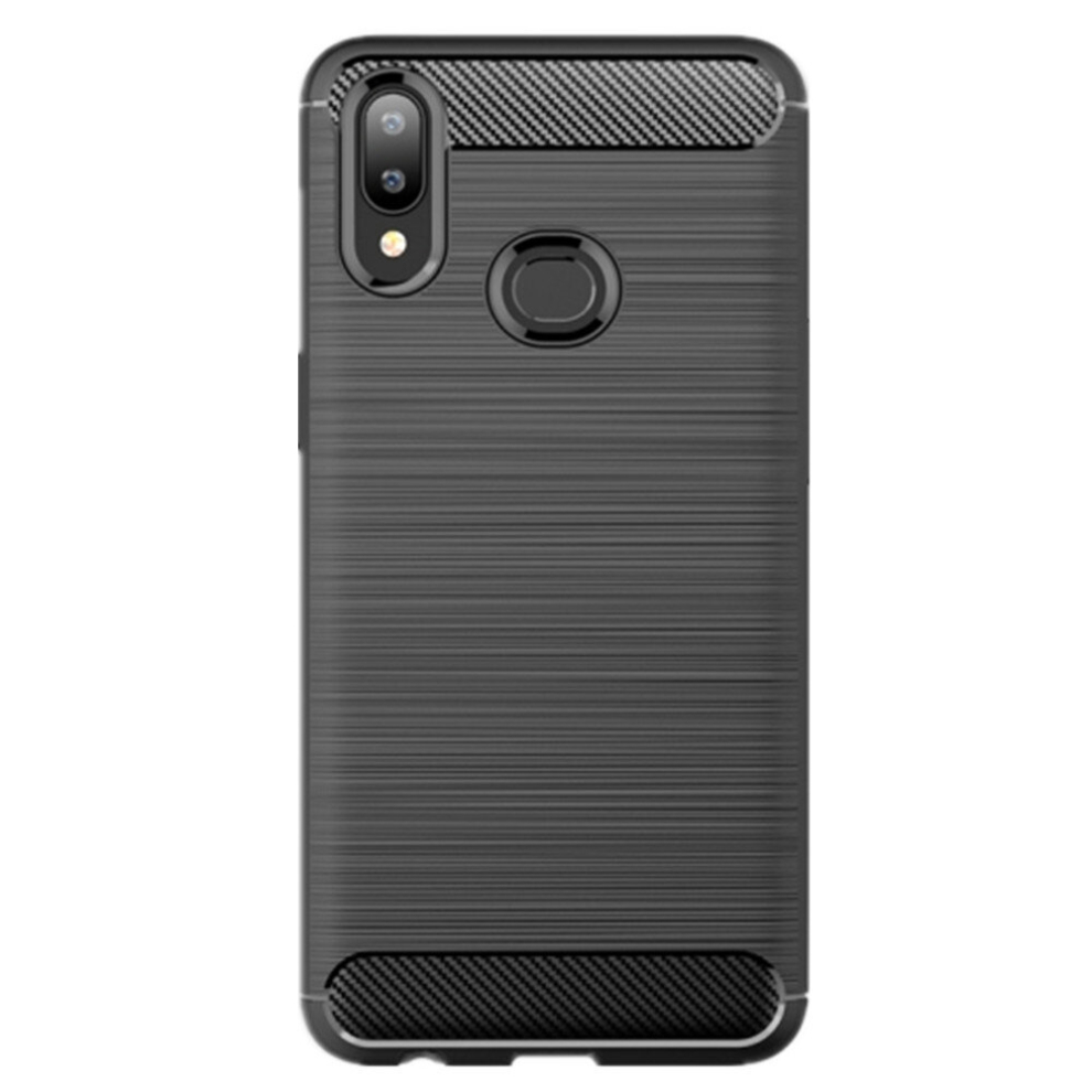 2Pcs Brushed Texture Carbon Fiber Tpu Case For Galaxy A10s(Black) Black 8881471523647