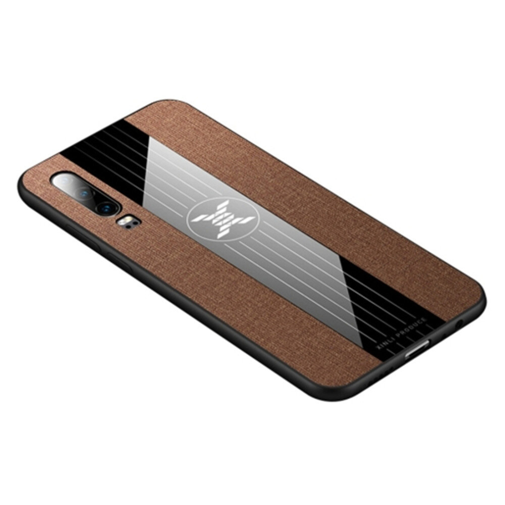 For Huawei P30 Xinli Stitching Cloth Textue Shockproof Tpu Protective Case(Brown) Brown 8881471533363