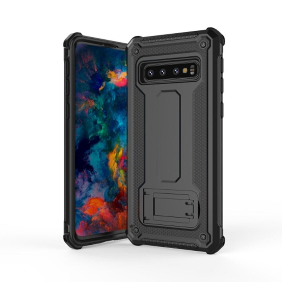 Ultra-Thin Shockproof Pc + Tpu Armor Protective Case For Galaxy S10, With Holder (Black) Black 8881471531260