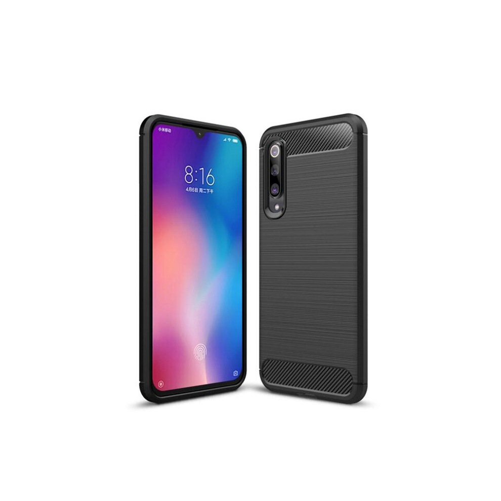 2Pcs Brushed Texture Carbon Fiber Shockproof Tpu Case For Xiaomi Mi 9 Se 8881471533516