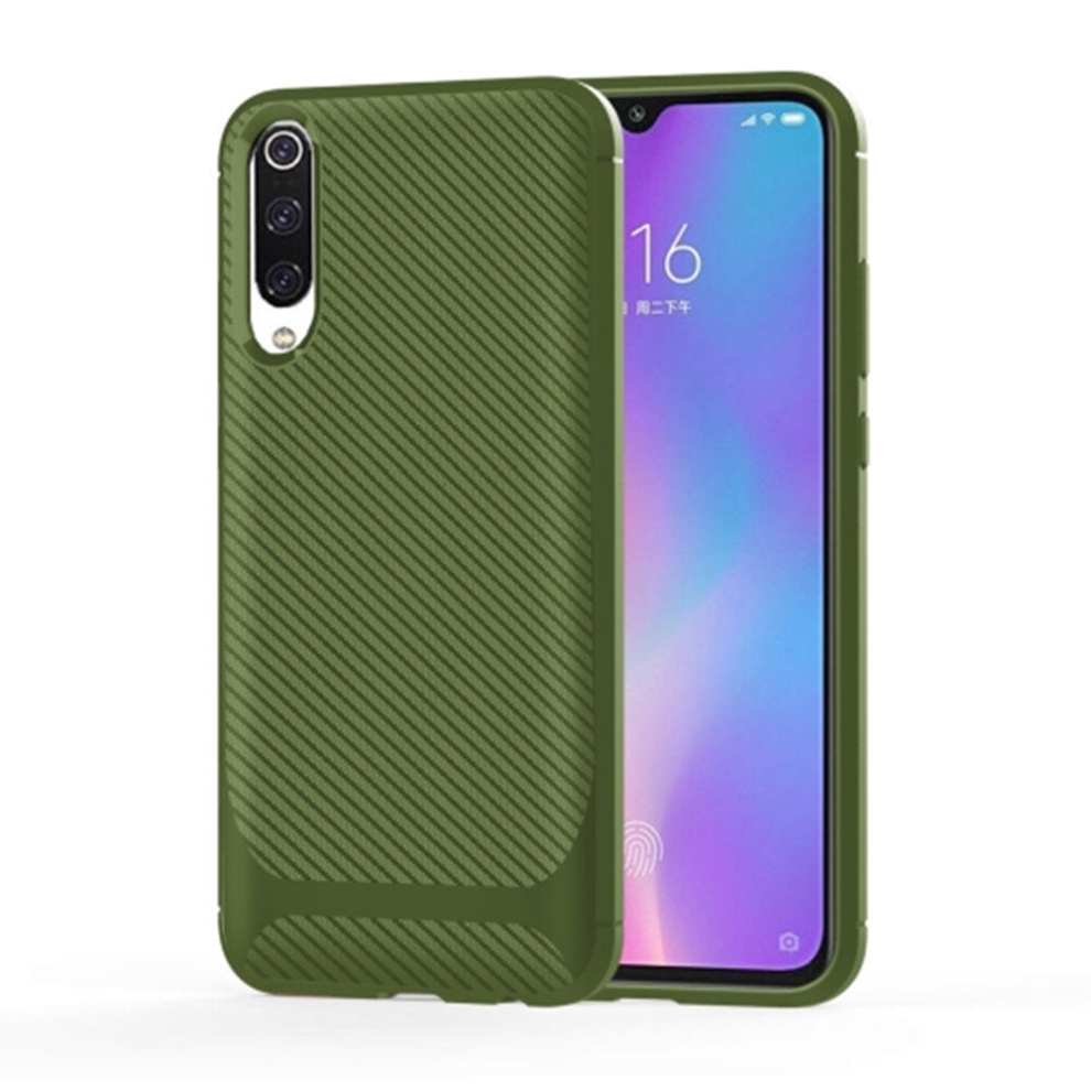 3Pcs For Xiaomi Mi Cc9 Carbon Fiber Texture Shockproof Tpu Protective Case(Green) Green 8881471532311