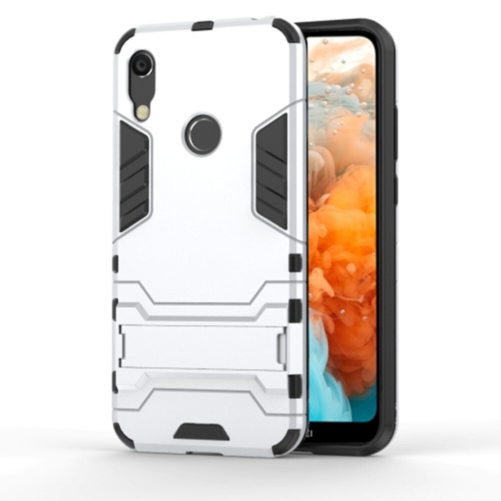 2Pcs Shockproof Pc + Tpu Case For Huawei Y6 (2019), With Holder (Silver) Silver 8881471525931