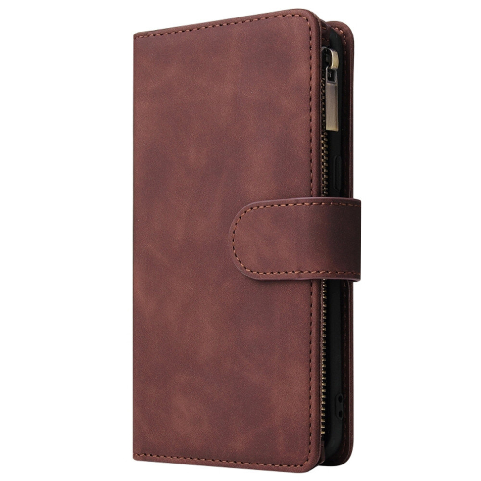 For Galaxy S8+ Multifunctional Retro Frosted Horizontal Flip Leather Case With Card Slot & Holder & Zipper Wallet & Photo Frame & Lanyard(Coffee) 8881471533875