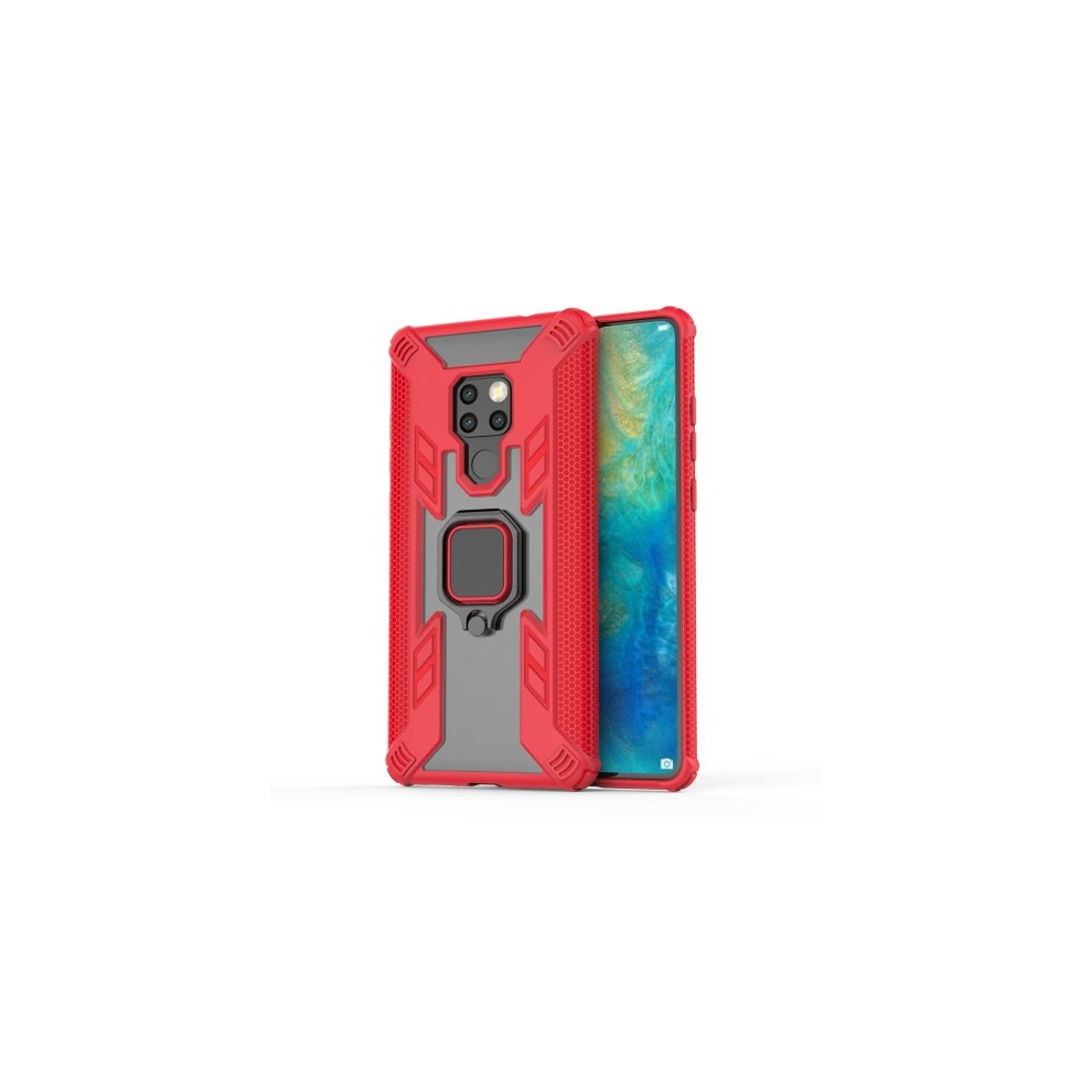 2Pcs Iron Warrior Shockproof Pc + Tpu Protective Case For Huawei Mate20, With Ring Holder(Red) Red 8881471529410