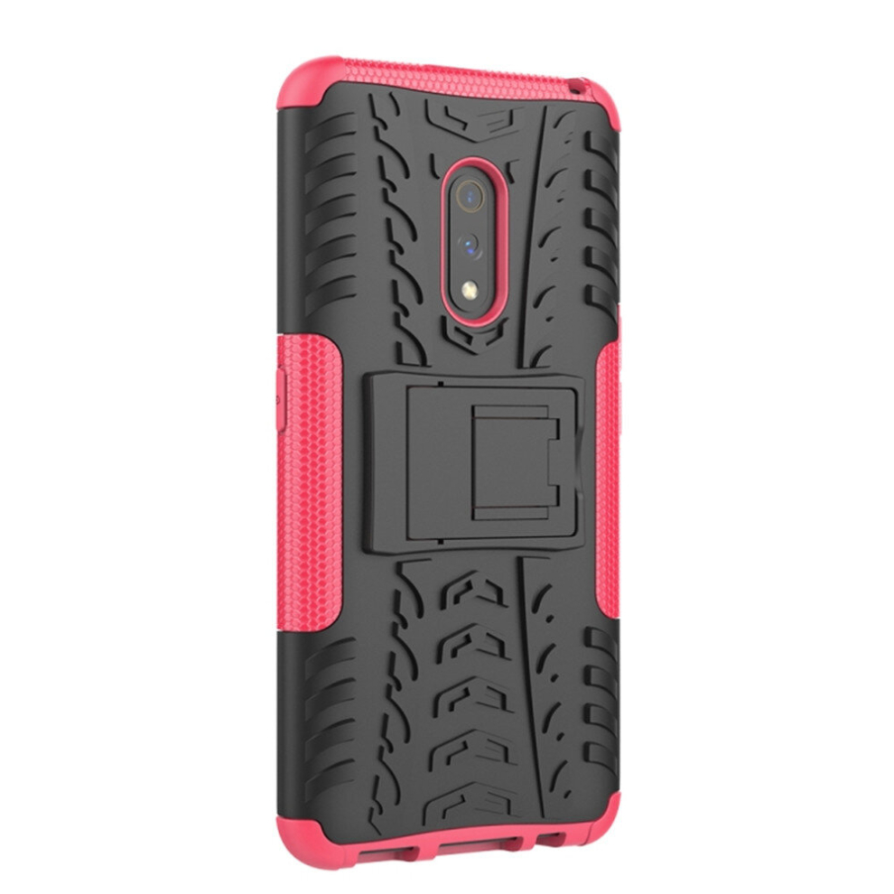 2Pc For Oppo Realme X Tire Texture Tpu + Pc Shockproof Case With Holder 8881471531321