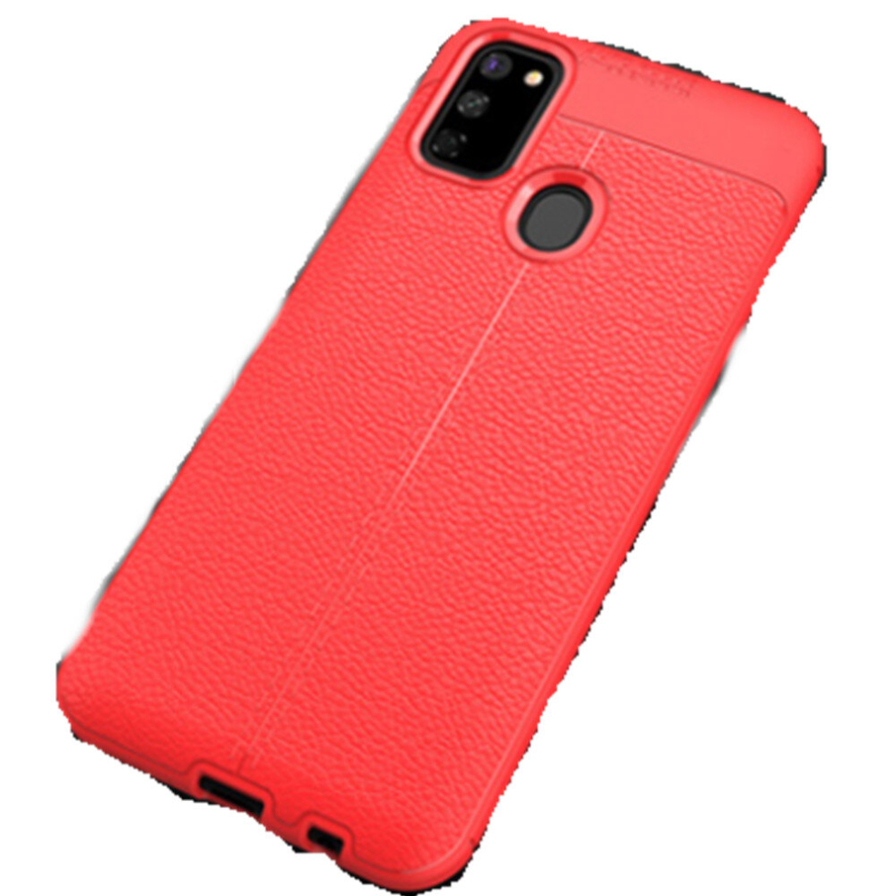 2Pc Litchi Texture Tpu Shockproof Case For Galaxy A20s(Red) Red 8881471528192