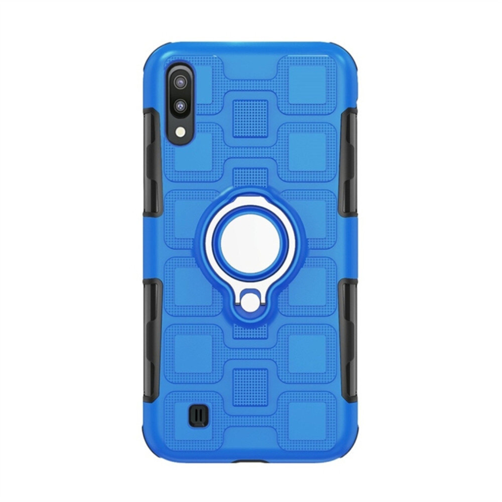 2 Pcs For Galaxy M10 2 In 1 Cube Pc + Tpu Protective Case With 360 Degrees Rotate Ring Holder(Blue) Silver 8881471527256