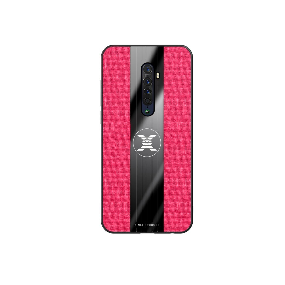 2Pcs For Oppo Reno 2 Xinli Stitching Cloth Textue Shockproof Tpu Protective Case(Red) Red 8881471524354