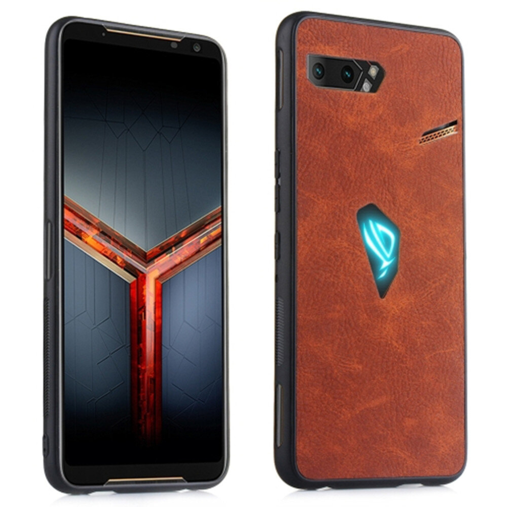 Shockproof Sheep Skin Pc + Pu + Tpu Case For Asus Rog Phone Ii Zs660kl(Brown) Brown 8881471528406