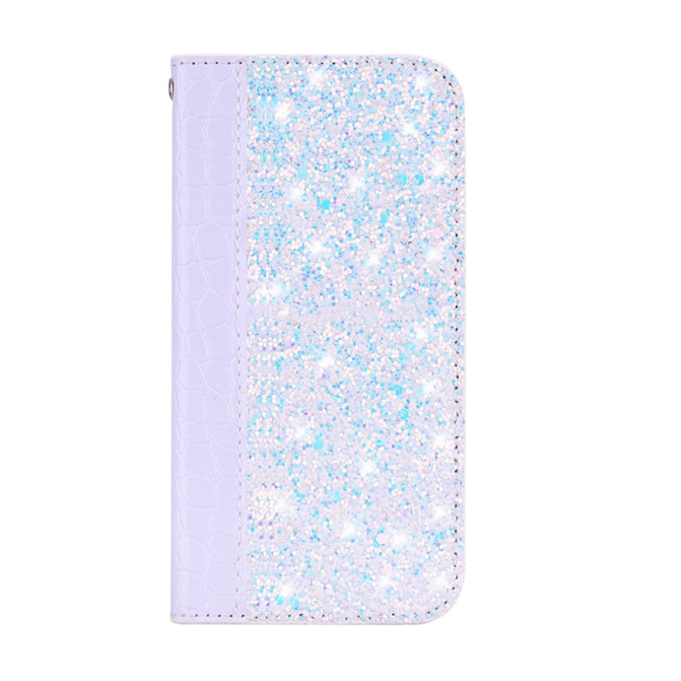 Crocodile Texture Glitter Powder Horizontal Flip Leather Case For Galaxy A50, With Card Slots & Holder (White) White 8881471529434