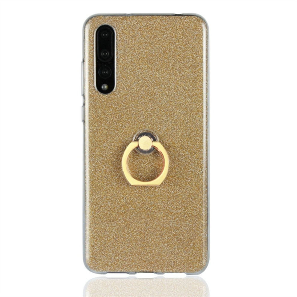 For Huawei P20 Pro Glittery Powder Shockproof Tpu Protective Case With Ring Holder(Gold) Gold 8881471522947