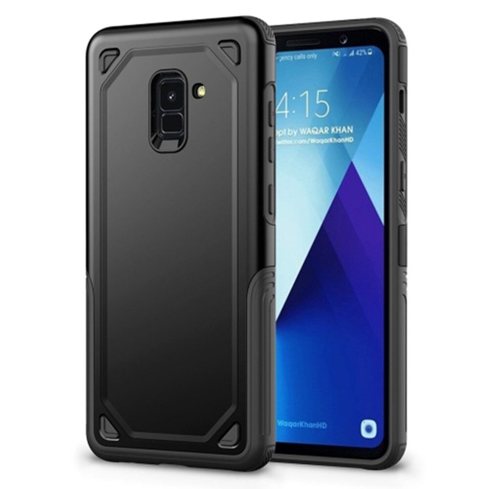 2 Pcs For Galaxy A8 (2018) Shockproof Rugged Armor Protective Case (Black) Black 8881471528970