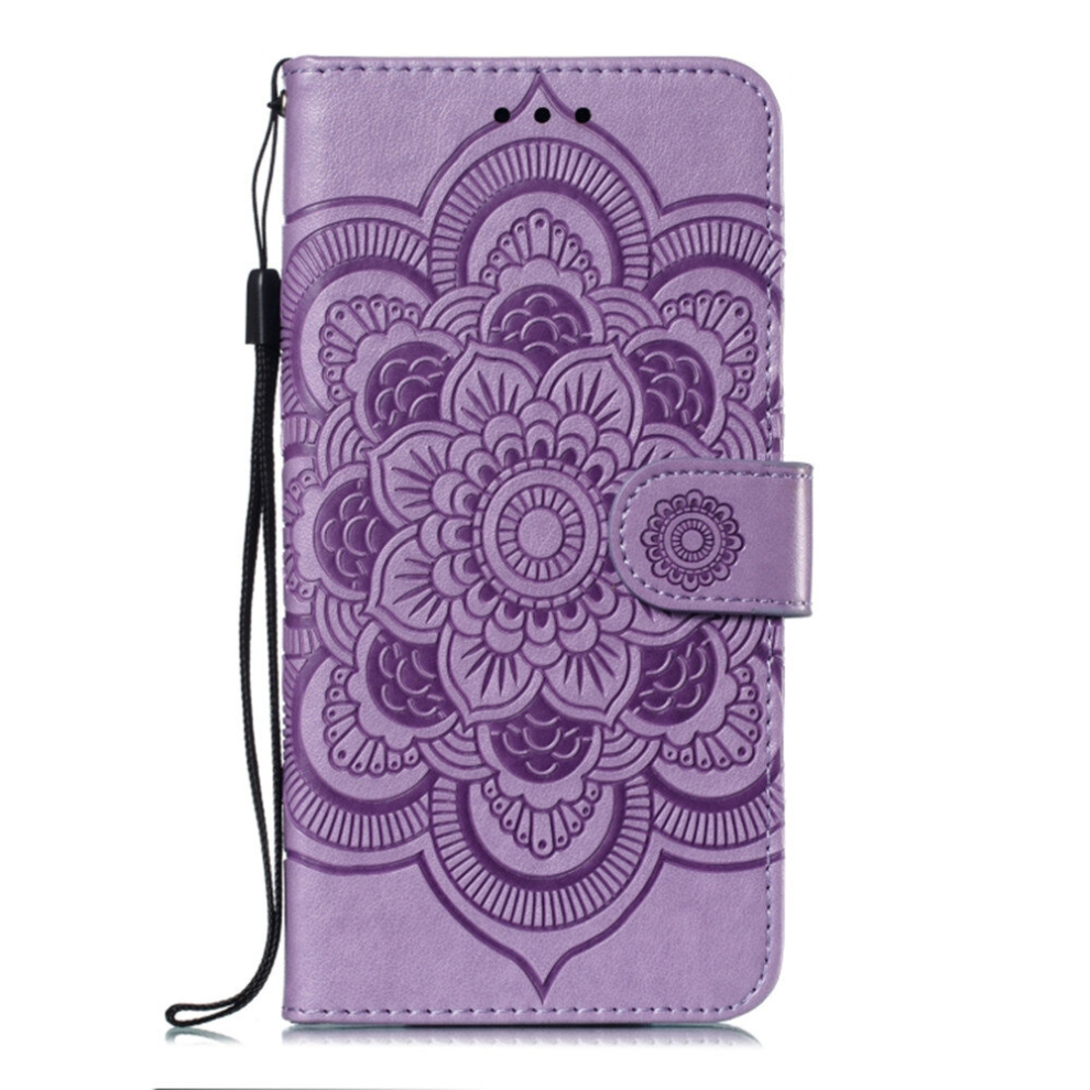 Mandala Embossing Pattern Horizontal Flip Leather Case For Samsung Galaxy A70, With Holder & Card Slots & Wallet & Photo Frame & Lanyard(Purple) Purple 8881471523661