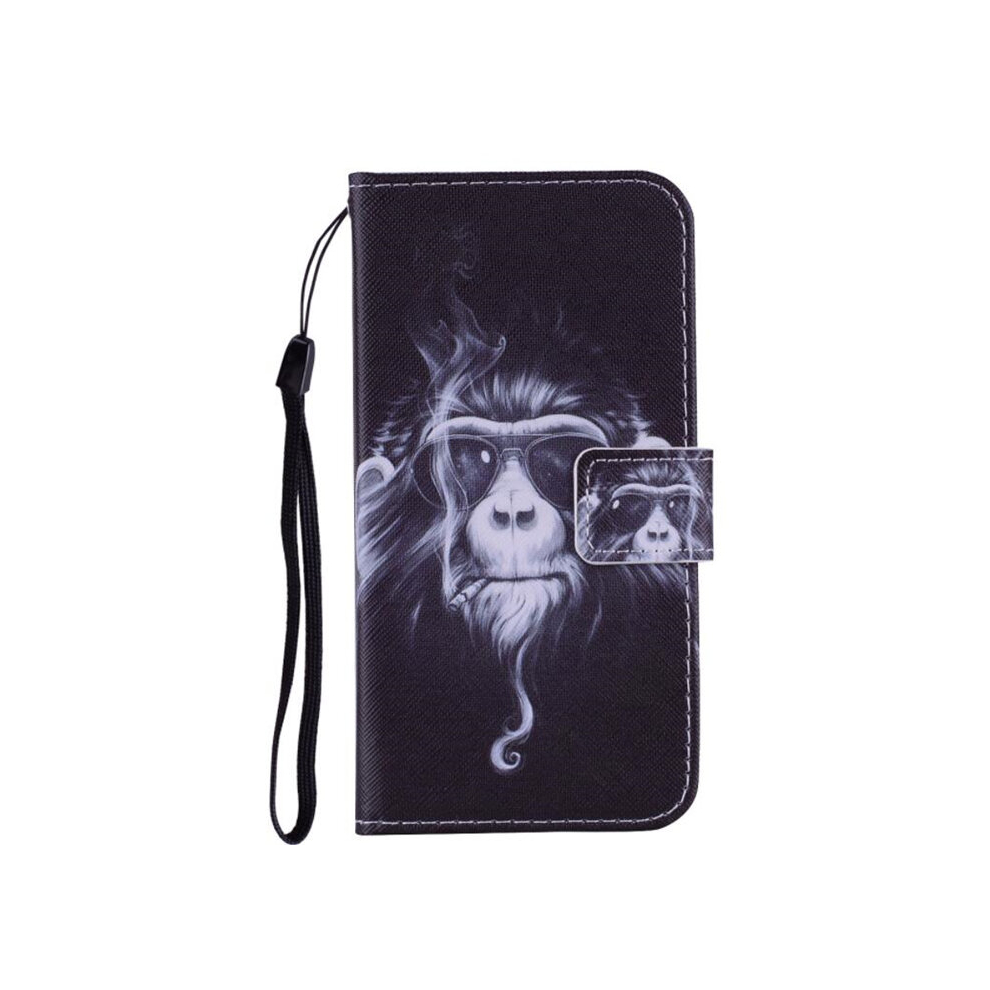 Chimpanzee Pattern Colored Drawing Horizontal Flip Leather Case For Galaxy A30 8881471528550