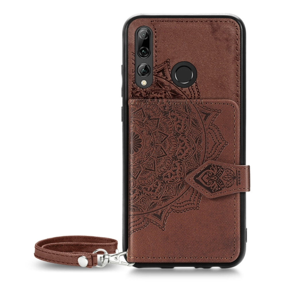 For Huawei Y9 Prime (2019) Mandala Embossed Magnetic Cloth Pu + Tpu + Pc Case With Holder & Card Slots & Wallet & Photo Frame & Strap(Brown) Brown 8881471531864