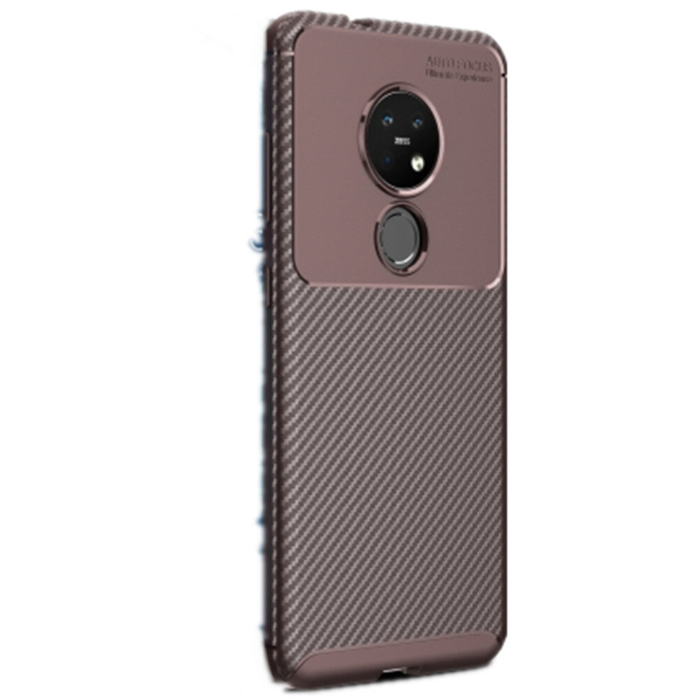 2Pcs For Nokia 6.2 Carbon Fiber Texture Shockproof Tpu Case For(Brown) Brown 8881471531512