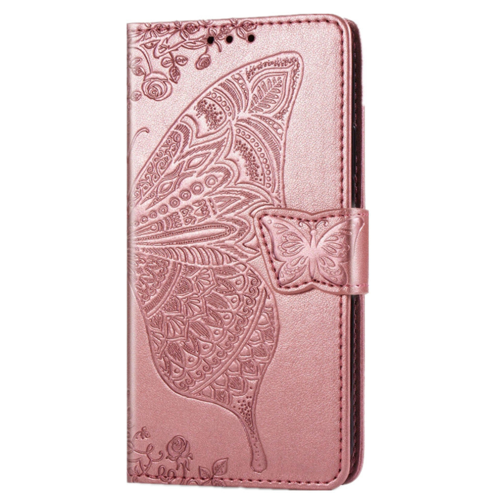 For Lg K20?2019?Butterfly Love Flowers Embossing Horizontal Flip Leather Case With Holder & Card Slots & Wallet & Lanyard(Rose ) Gold 8881471531628