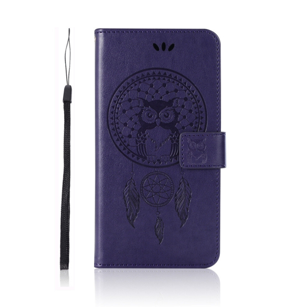 2 Pcs Wind Chime Owl Embossing Pattern Horizontal Flip Leather Case With Holder & Card Slots & Wallet For Xiaomi Redmi Note 7(Purple) Purple 8881471538252