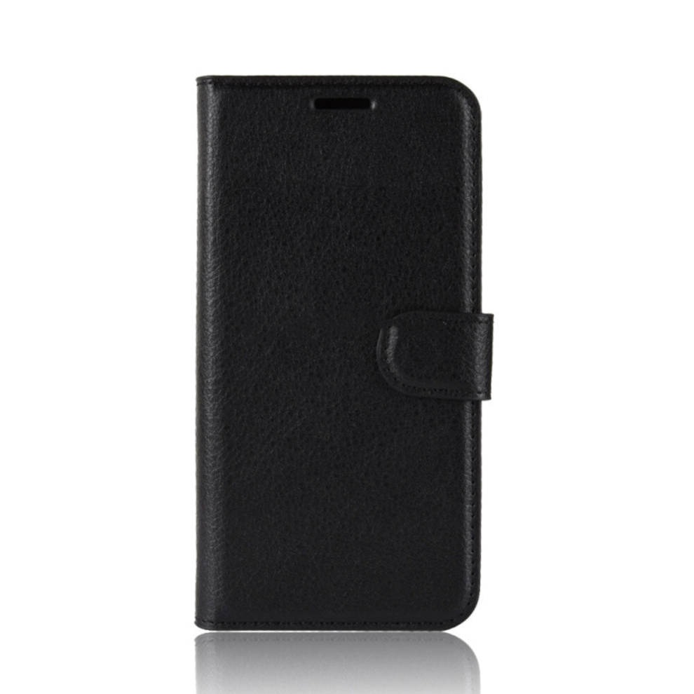 2Pc Litchi Texture Horizontal Flip Leather Case For Asus Zenfone Max Pro (M1) Zb601kl, With Wallet & Holder & Card Slots (Black) Black 8881471538665