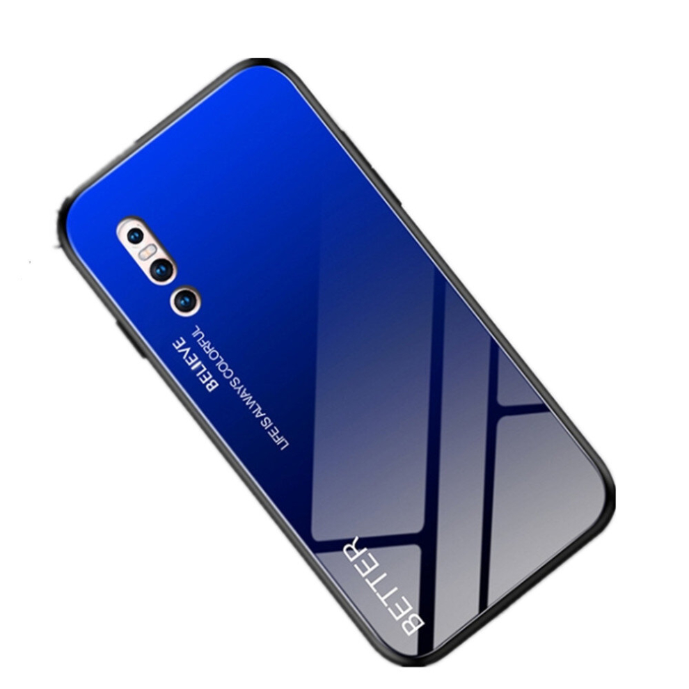 2 Pcs Shockproof Tempered Glass + Tpu Case For Vivo X27(Black ) Blue 8881471535213
