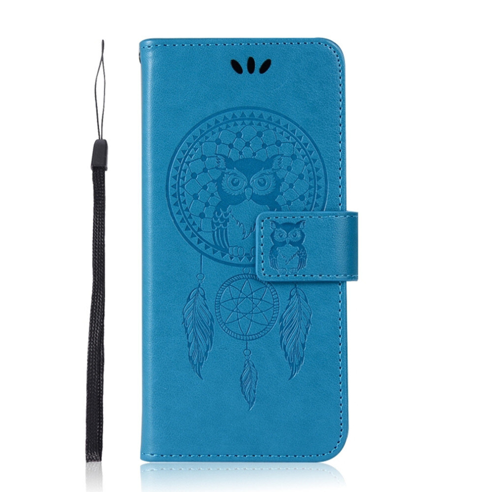 Wind Chime Owl Embossing Pattern Horizontal Flip Leather Case With Holder & Card Slots & Wallet For Galaxy S9(Blue) Blue 8881471535541