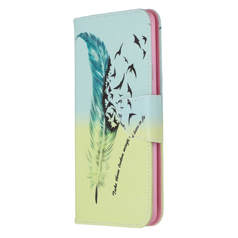 For Galaxy A20s Colored Drawing Horizontal Flip Leather Case With Holder & Card Slots & Wallet(Feather Bird) 8881471538412
