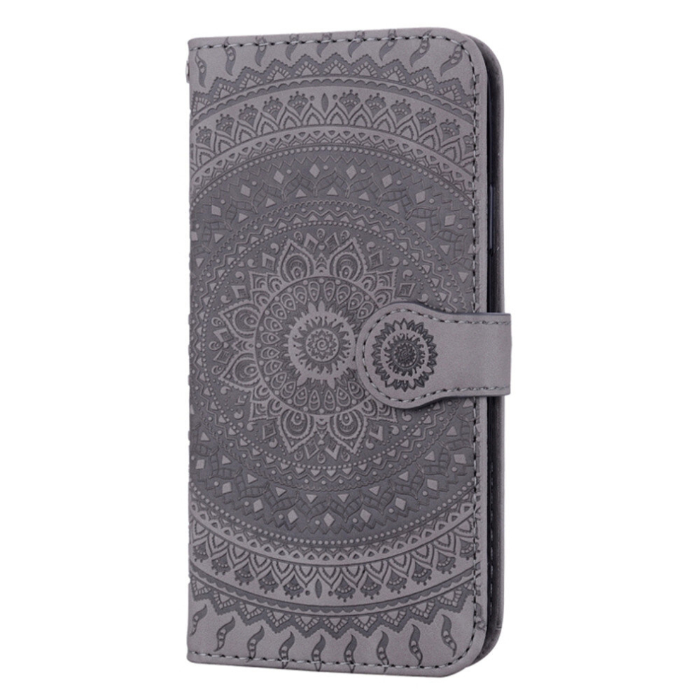 For Huawei Y7 2019 Pressed Printing Pattern Horizontal Flip Pu Leather Case With Holder & Card Slots & Wallet & & Lanyard(Gray) Gray 8881471535190