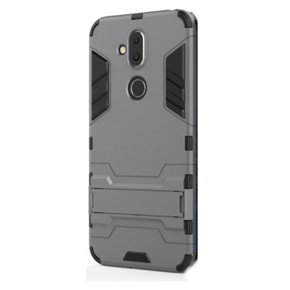 2Pc Shockproof Pc + Tpu Case For Nokia X7, With Holder(Grey) Grey 8881471539501